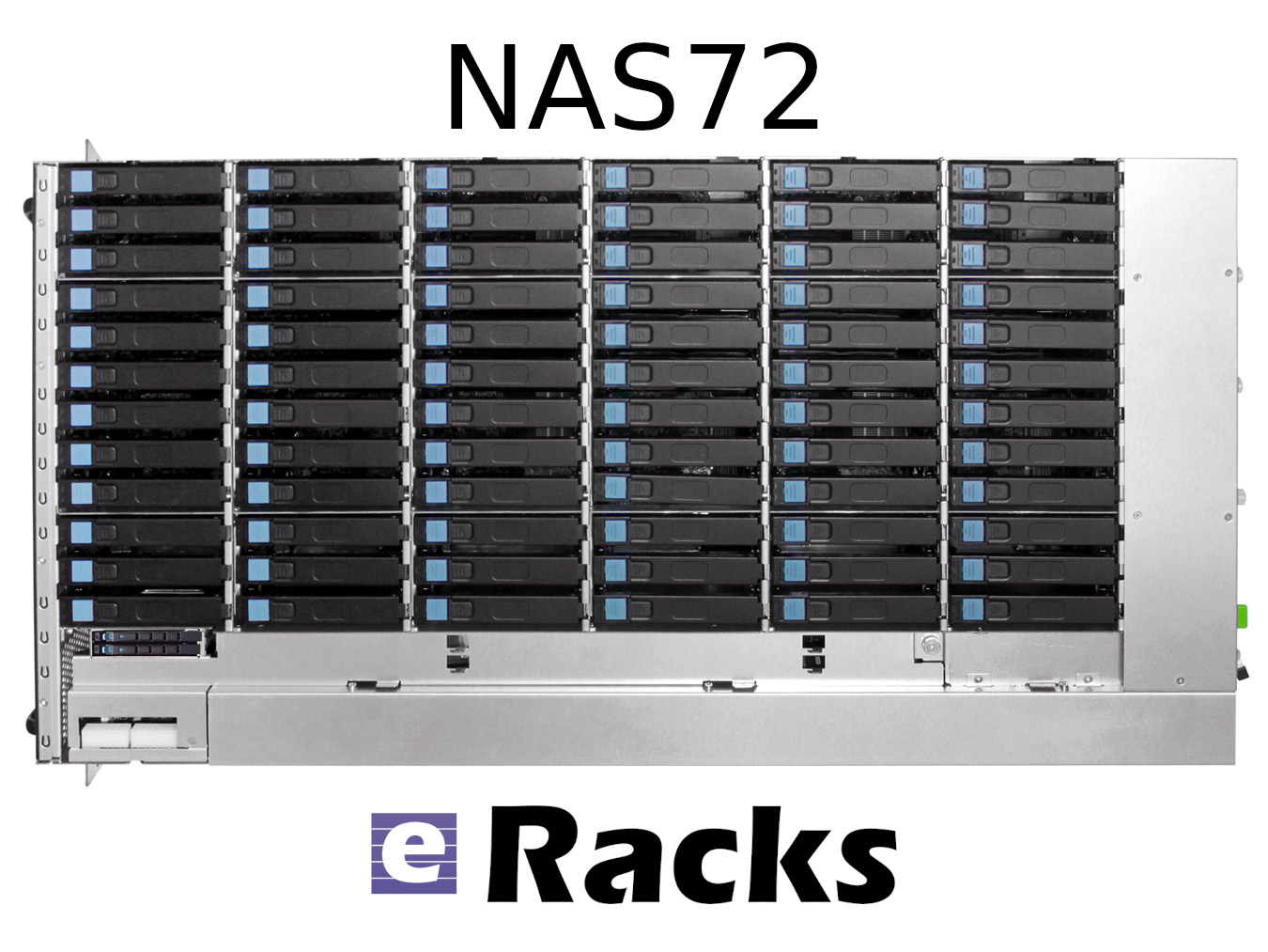 eRacks NAS72 72-bay rackmount NAS storage server, top-down view